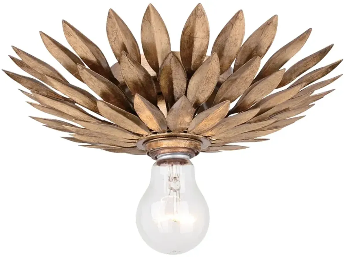 Crystorama Broche 11" Wide Leaves Antique Gold Ceiling Light