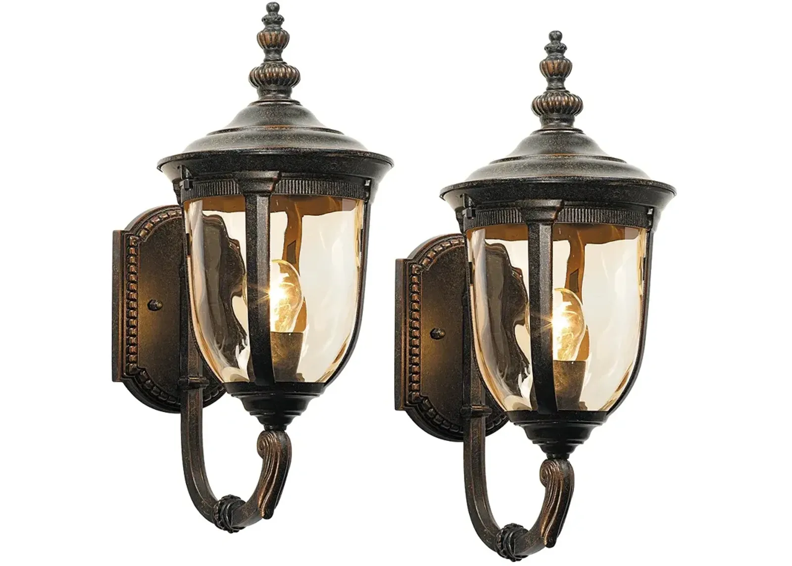 Bellagio 16 1/2" High Bronze Upbridge Arm Outdoor Wall Light Set of 2