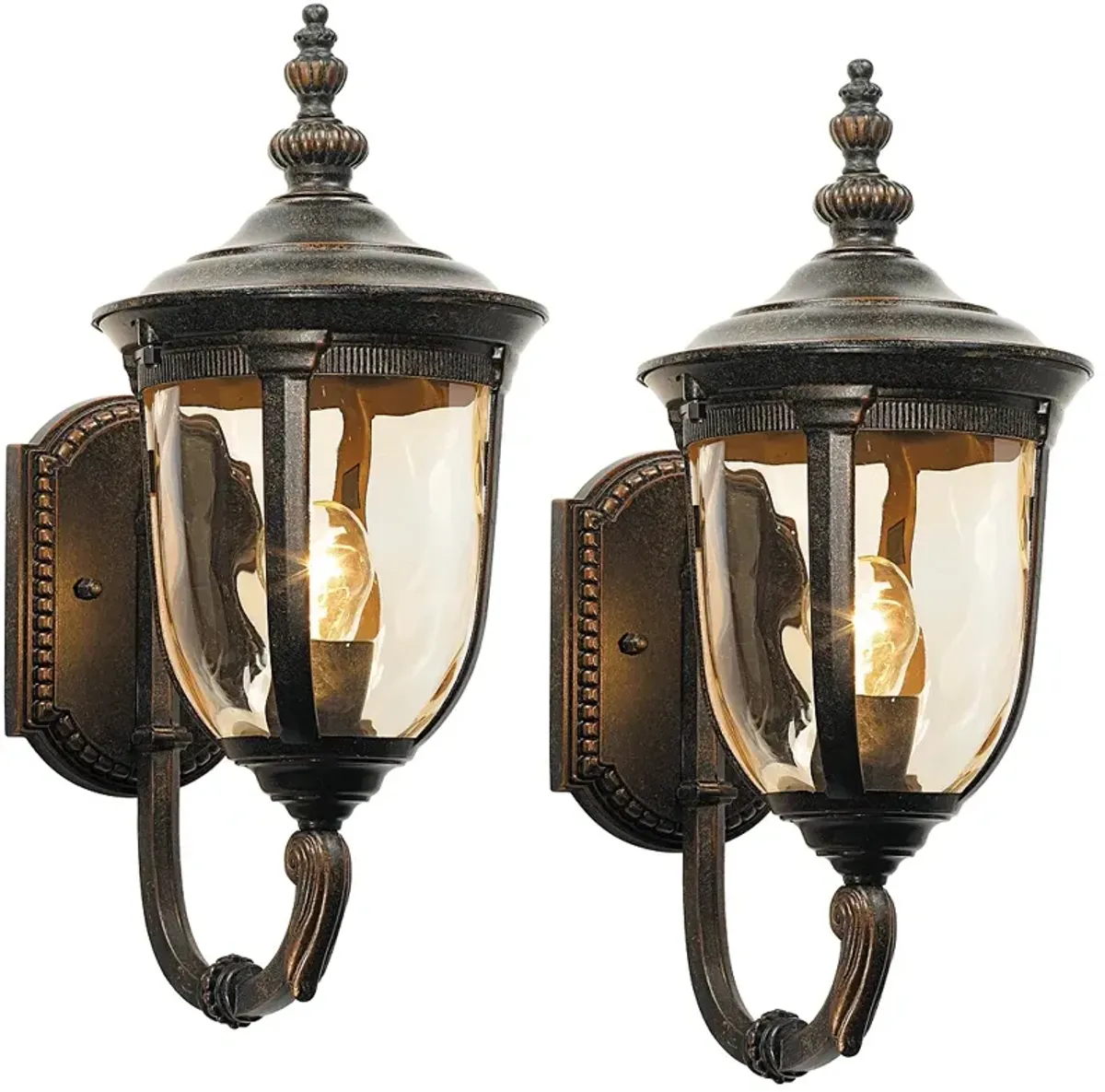 Bellagio 16 1/2" High Bronze Upbridge Arm Outdoor Wall Light Set of 2