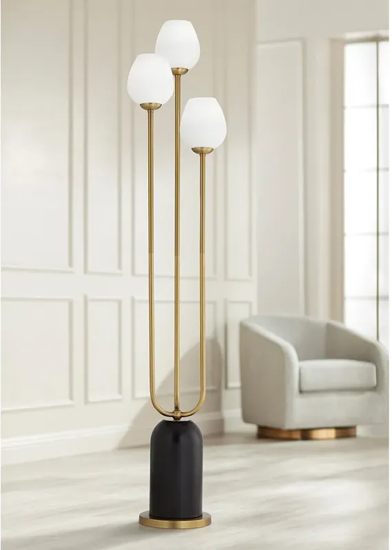 360 Lighting Grayson Black and Gold 3-Light Pole Floor Lamp