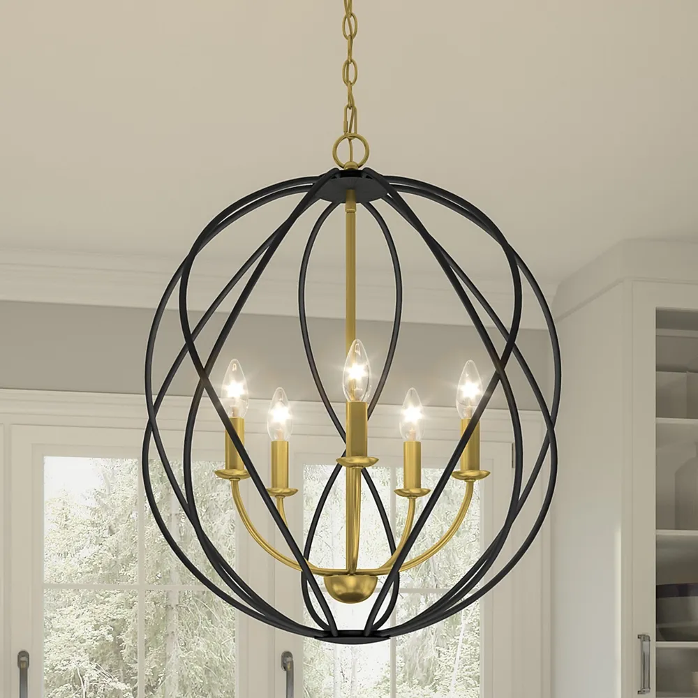 Quoizel Bryn 24" Wide Aged Brass 5-Light Pendant