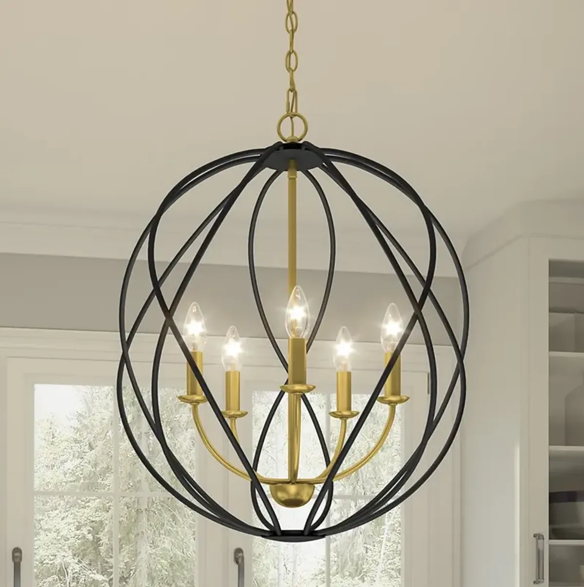 Quoizel Bryn 24" Wide Aged Brass 5-Light Globe Pendant