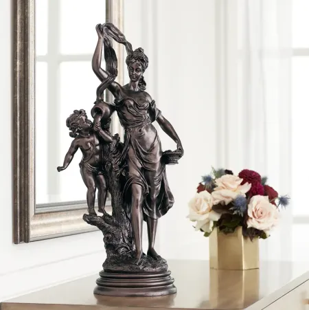 Maiden and Cupid 27" High Accent Sculpture