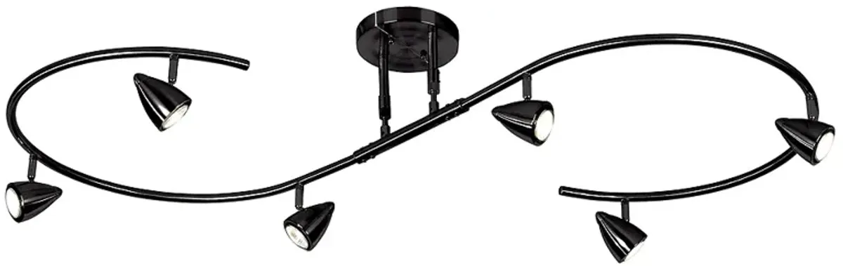 Pro Track Salazar 54" Wide Black 6-Light LED S-Wave Track Light