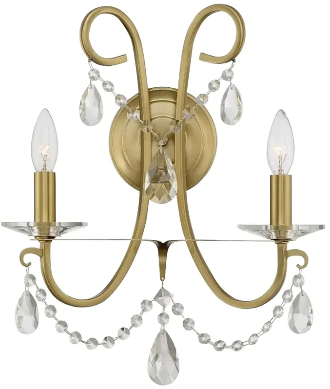 Crystorama Othello 16" High Vibrant Gold 2-Light Wall Sconce