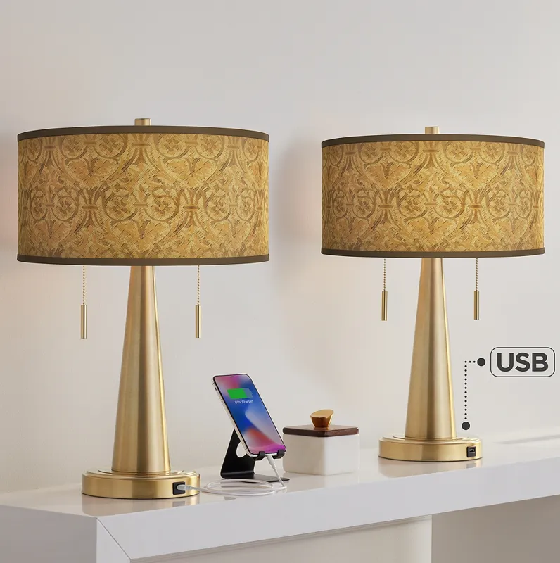 Golden Versailles Vicki Gold USB Table Lamps Set of 2