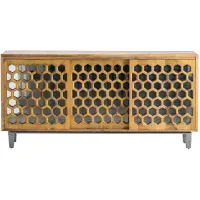 Honeycomb Tan Wooden  Sideboard