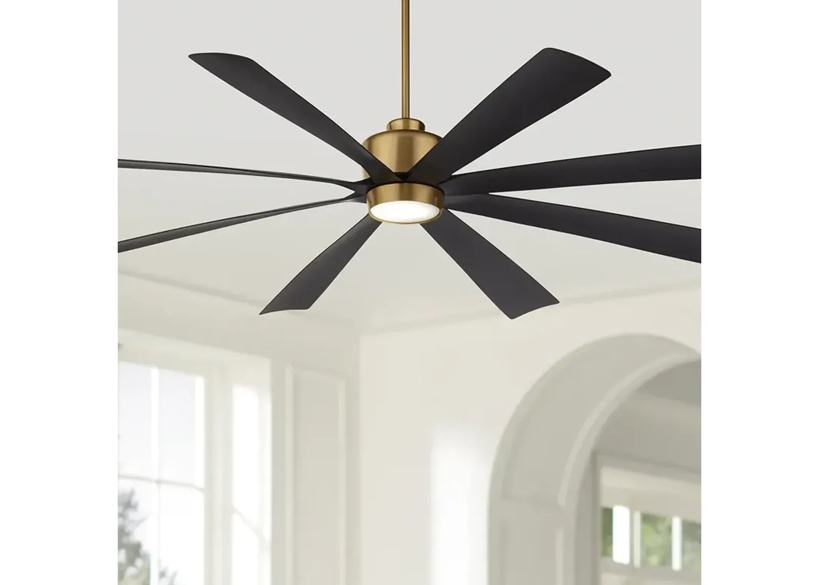 72" Casa Grande Brass and Black LED Large Ceiling Fan with Remote