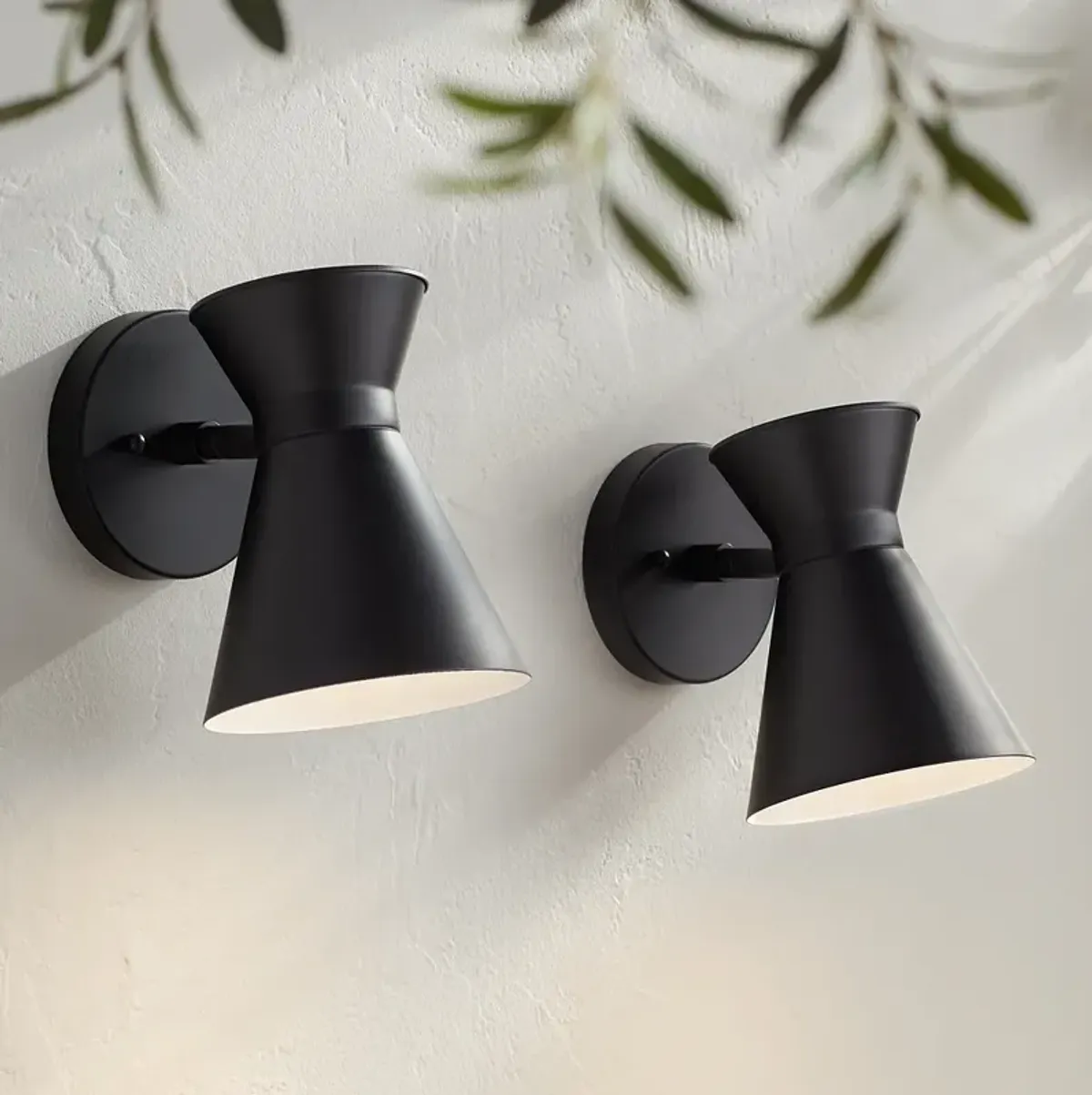 Vance 8" High Black LED Swivel Outdoor Wall Light Set of 2
