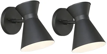 Vance 8" High Black LED Swivel Outdoor Wall Light Set of 2