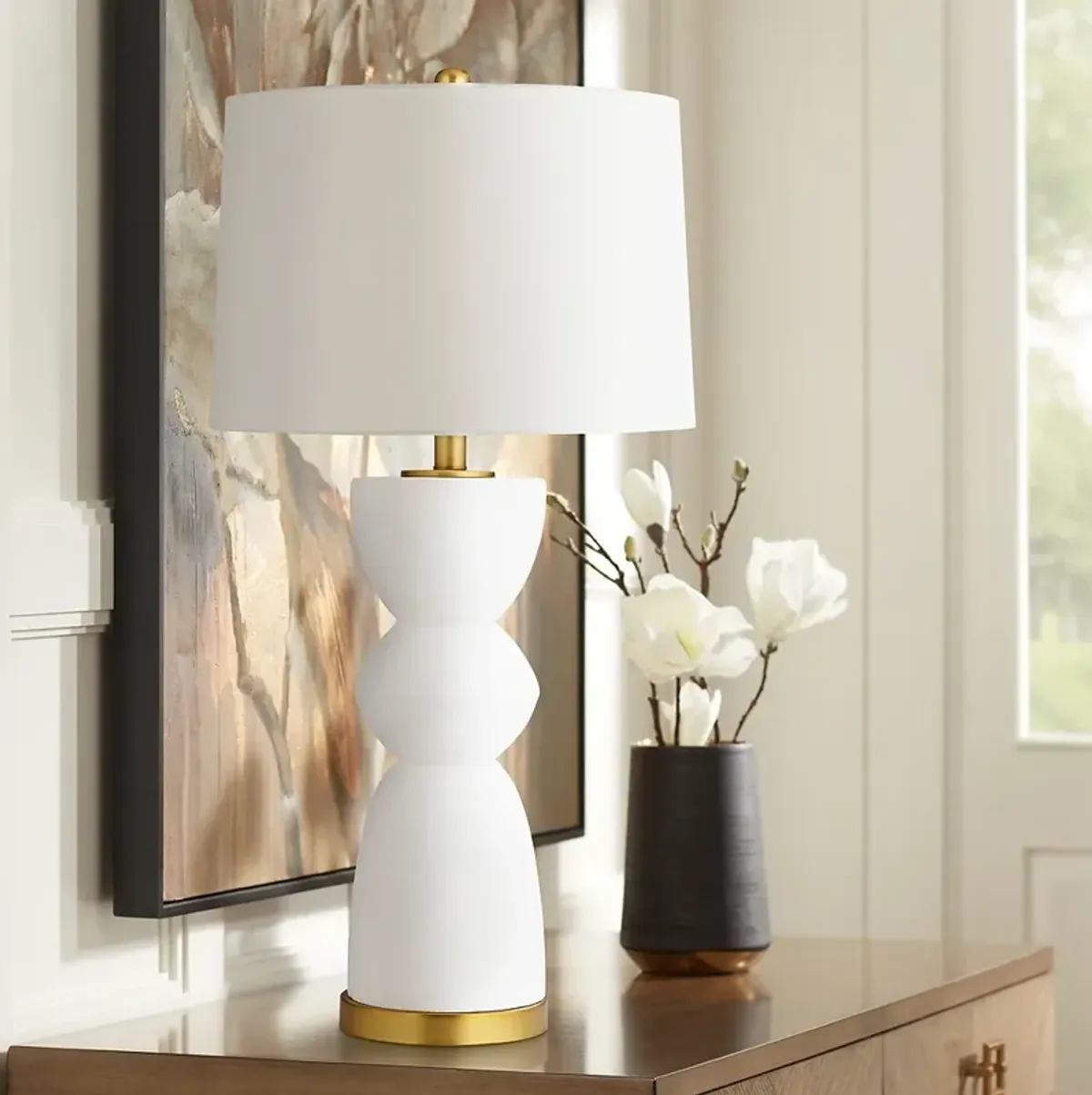 360 Lighting Evelyn 29 1/2" Matte White and Gold Modern Table Lamp