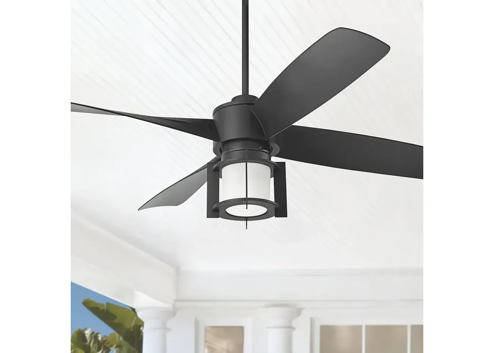 56" Casa Vieja Grand Milano Black Damp LED Ceiling Fan with Remote