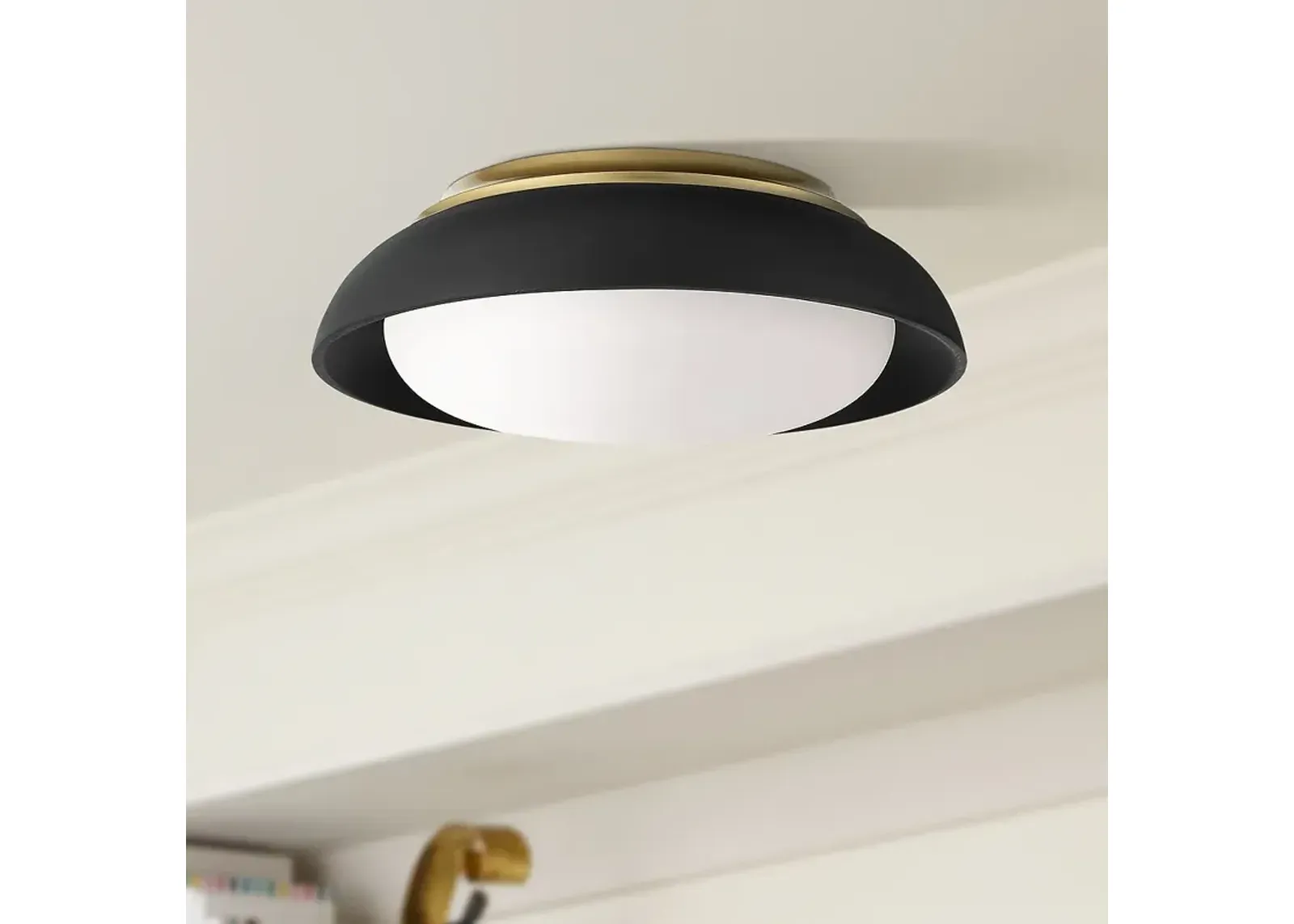 Minka 15" Wide Modern Black and Gold LED Flush Mount Ceiling Light