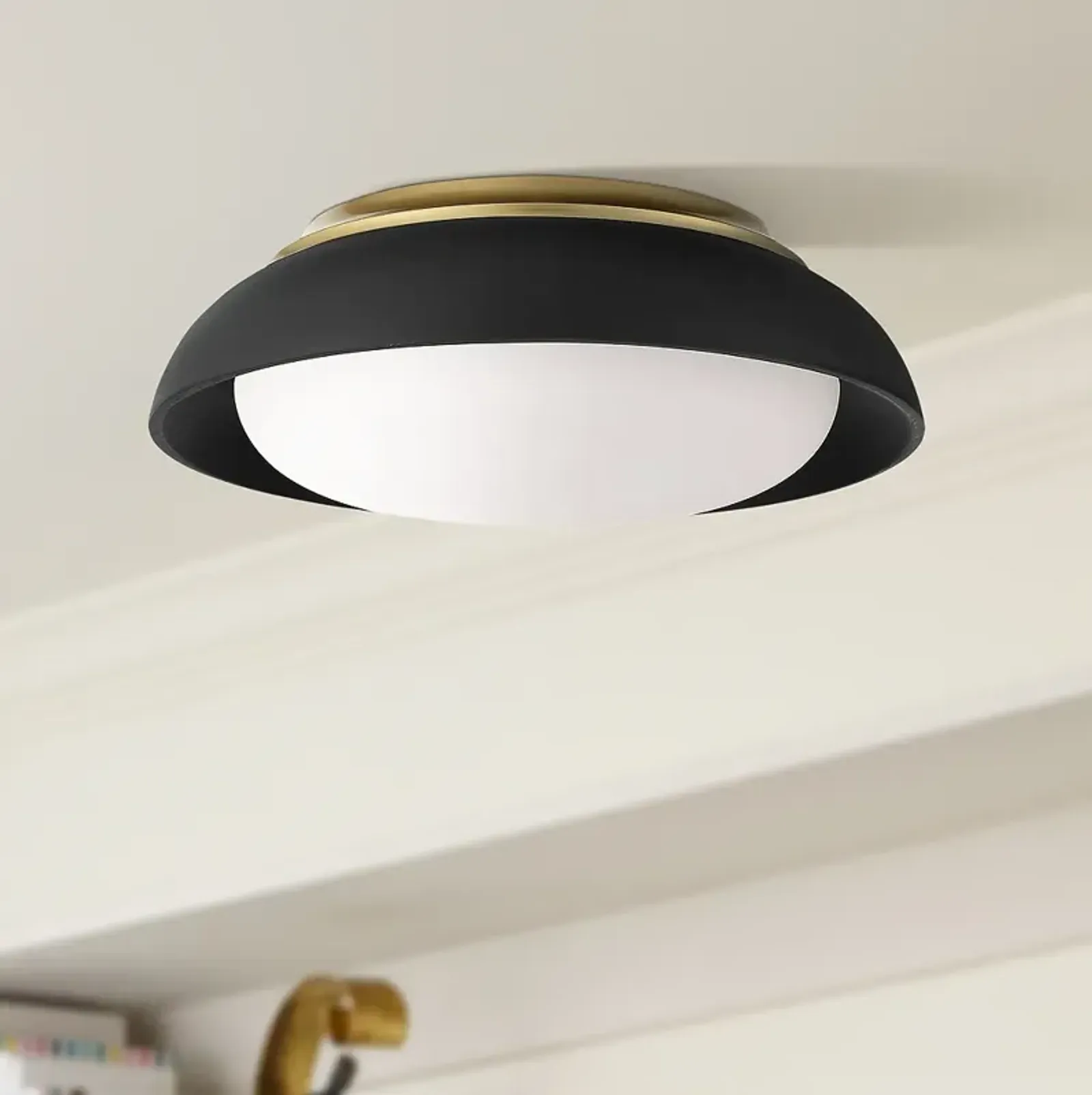 Minka 15" Wide Modern Black and Gold LED Flush Mount Ceiling Light