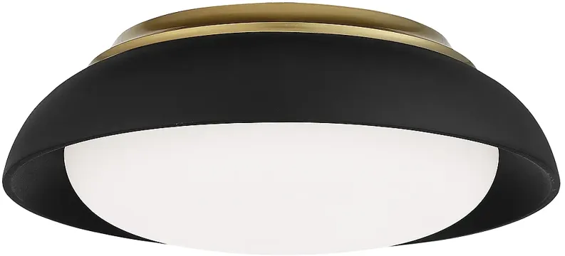 Minka 15" Wide Modern Black and Gold LED Flush Mount Ceiling Light