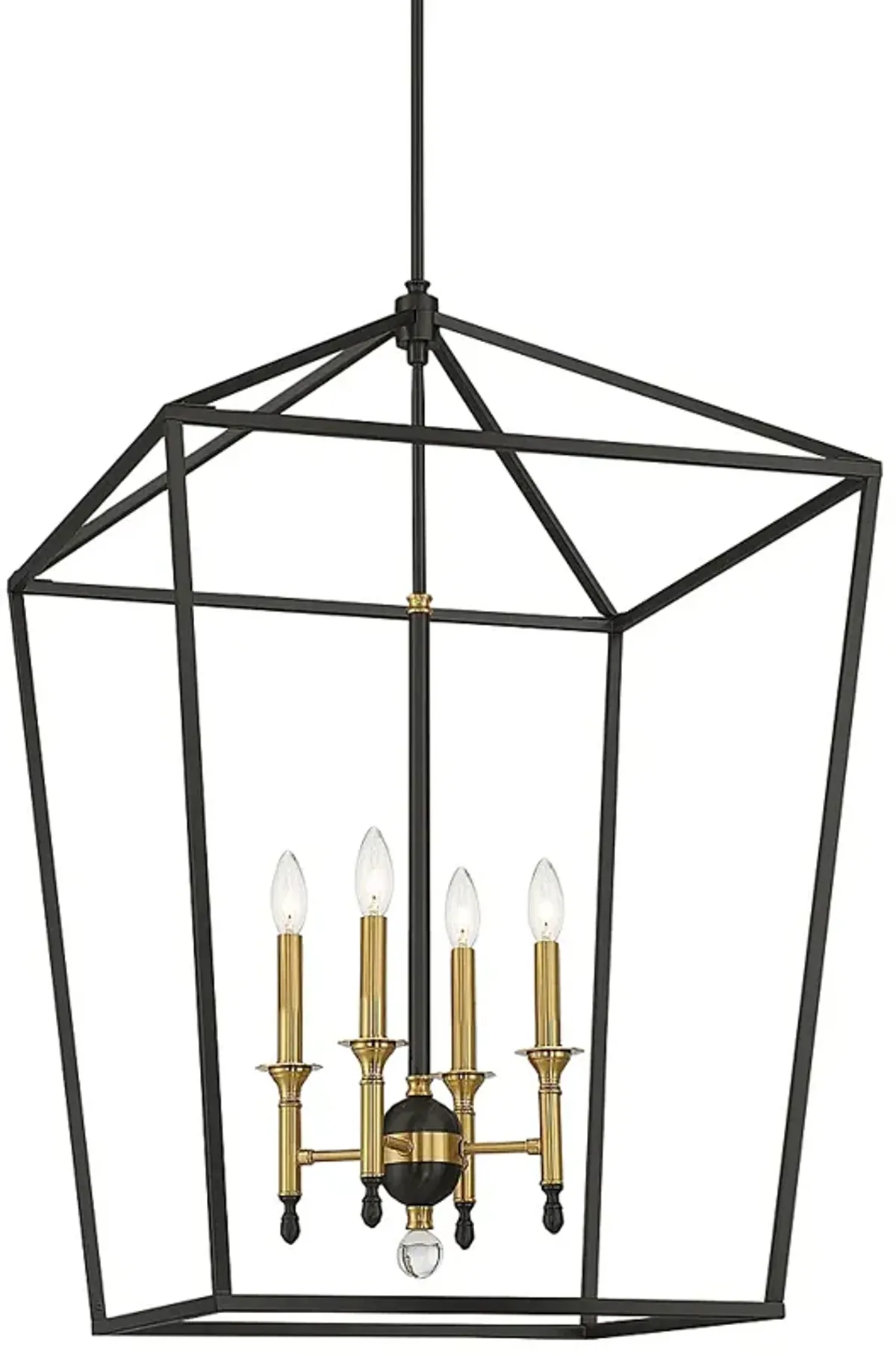 Townhall 24"W Coal and Soft Brass 4-Light Lantern Pendant