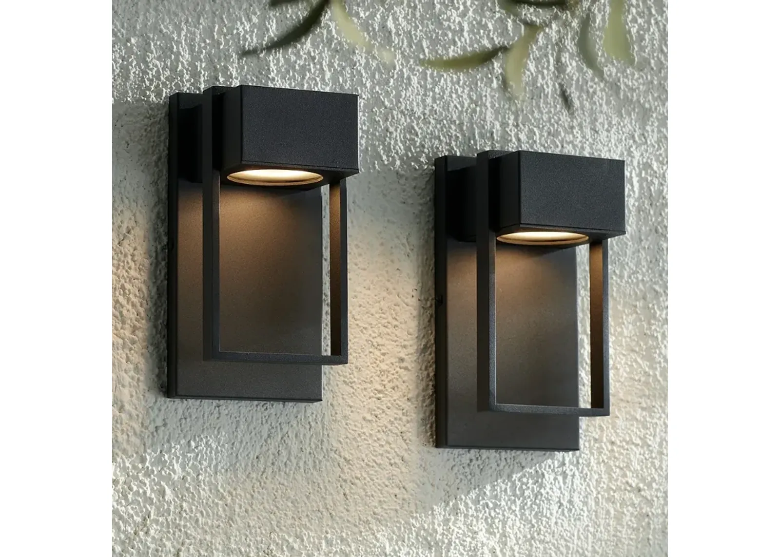 Possini Euro Pavel 9 1/2" High Black LED Outdoor Wall Light Set of 2