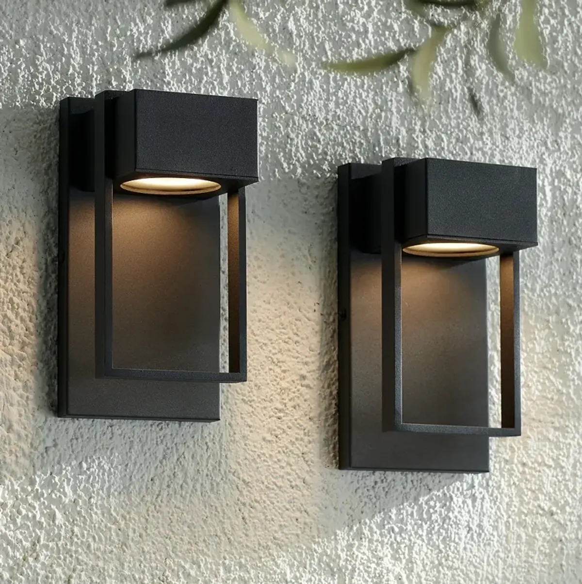 Possini Euro Pavel 9 1/2" High Black LED Outdoor Wall Light Set of 2