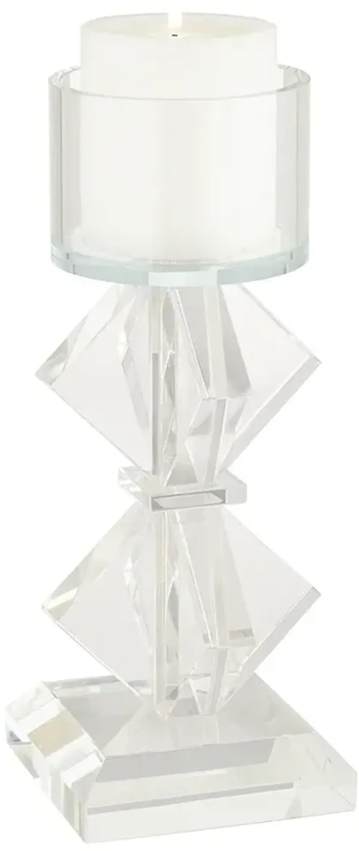 Diamond 11 1/2" High 2-Stack Shiny Clear Glass Pillar Candle Holder