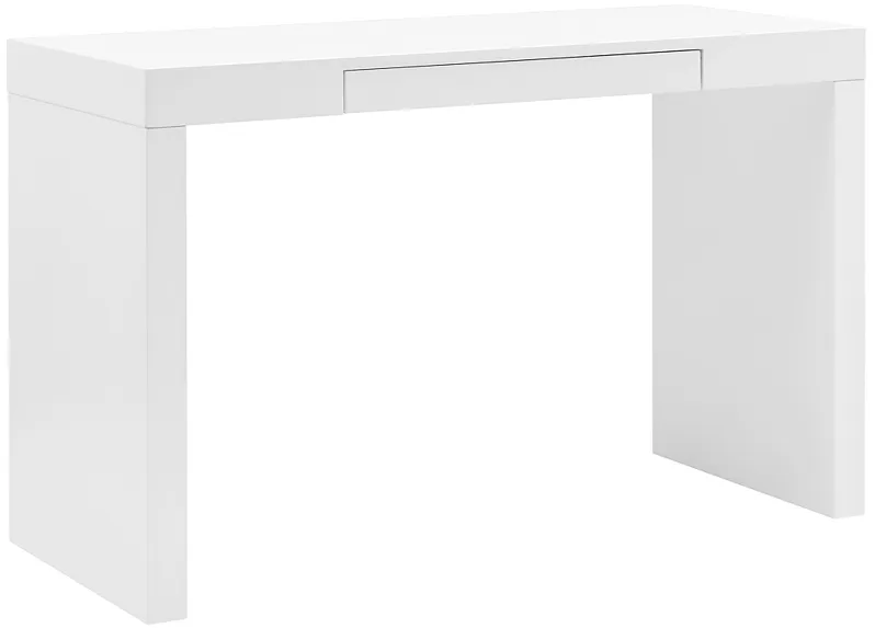 Doug 47" Wide Matte White Lacquered Wood 1-Drawer Desk