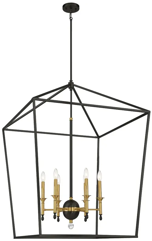 Minka Lavery Townhall 6-Light Coal and Soft Brass Pendant