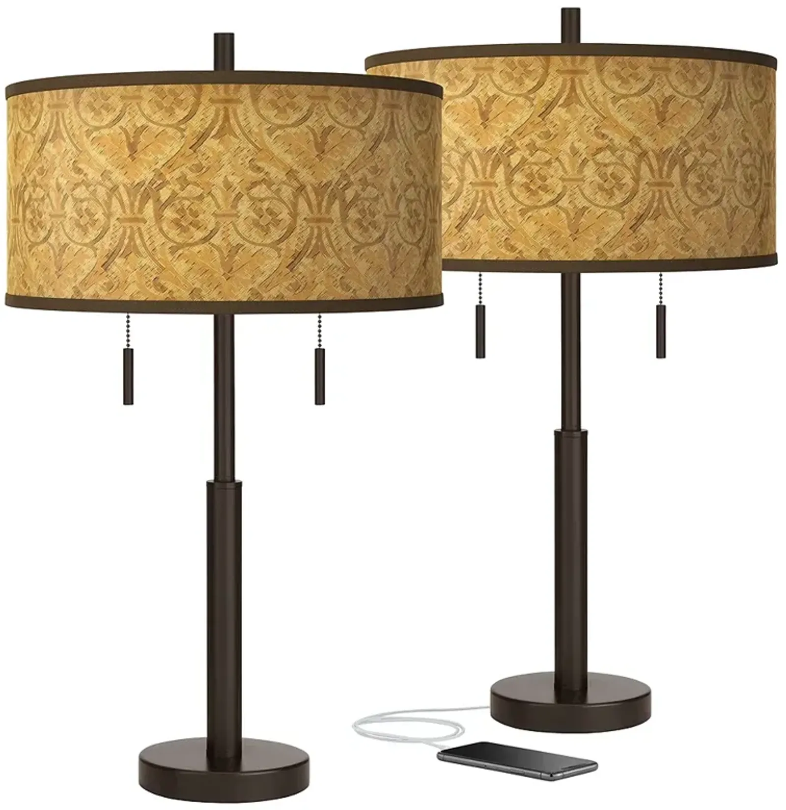 Giclee Glow Robbie 25 1/2" Golden Versailles Bronze USB Lamps Set of 2