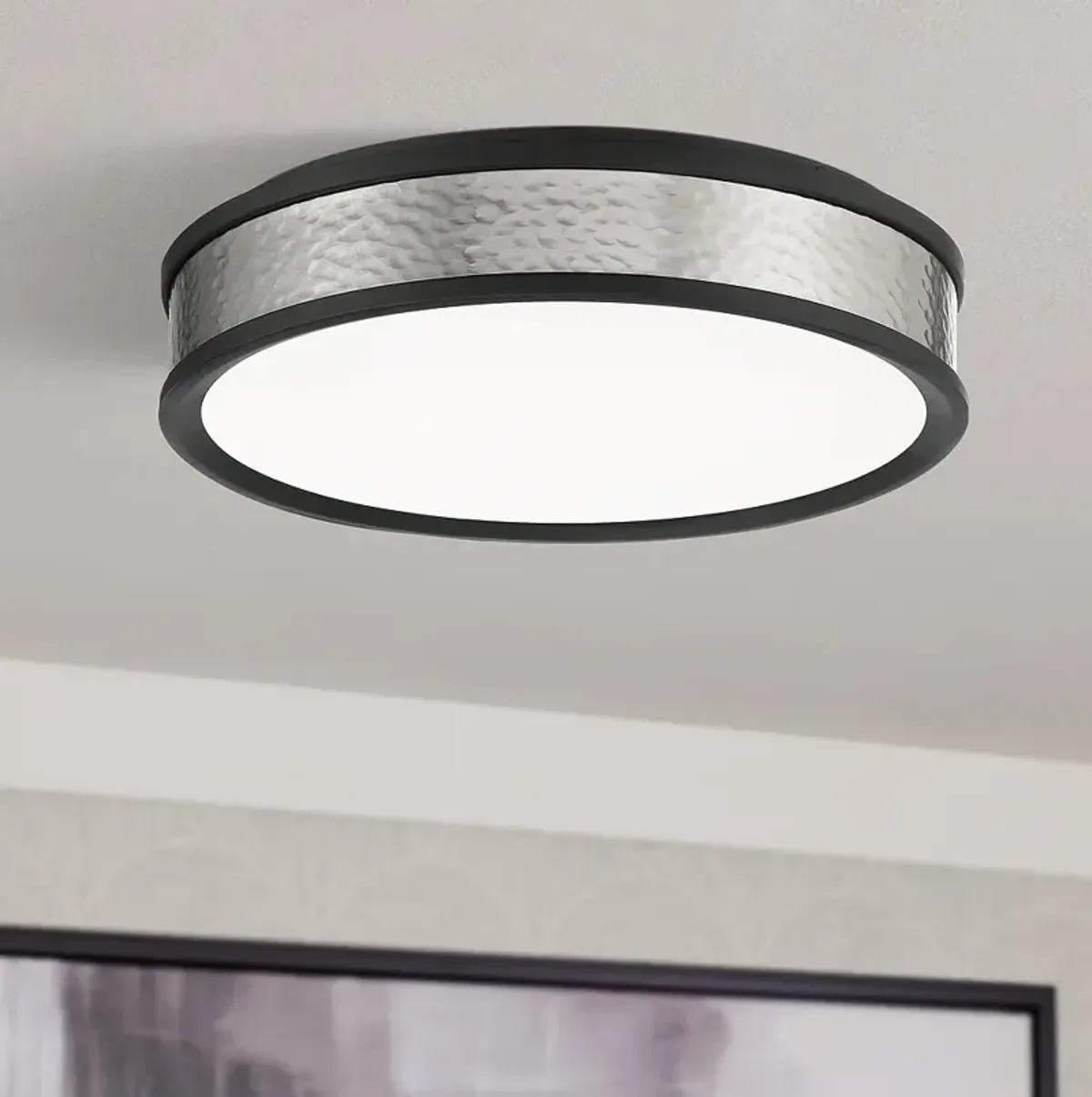 Minka Lighting 15" Wide Hammered Drum Flush Mount Ceiling Light