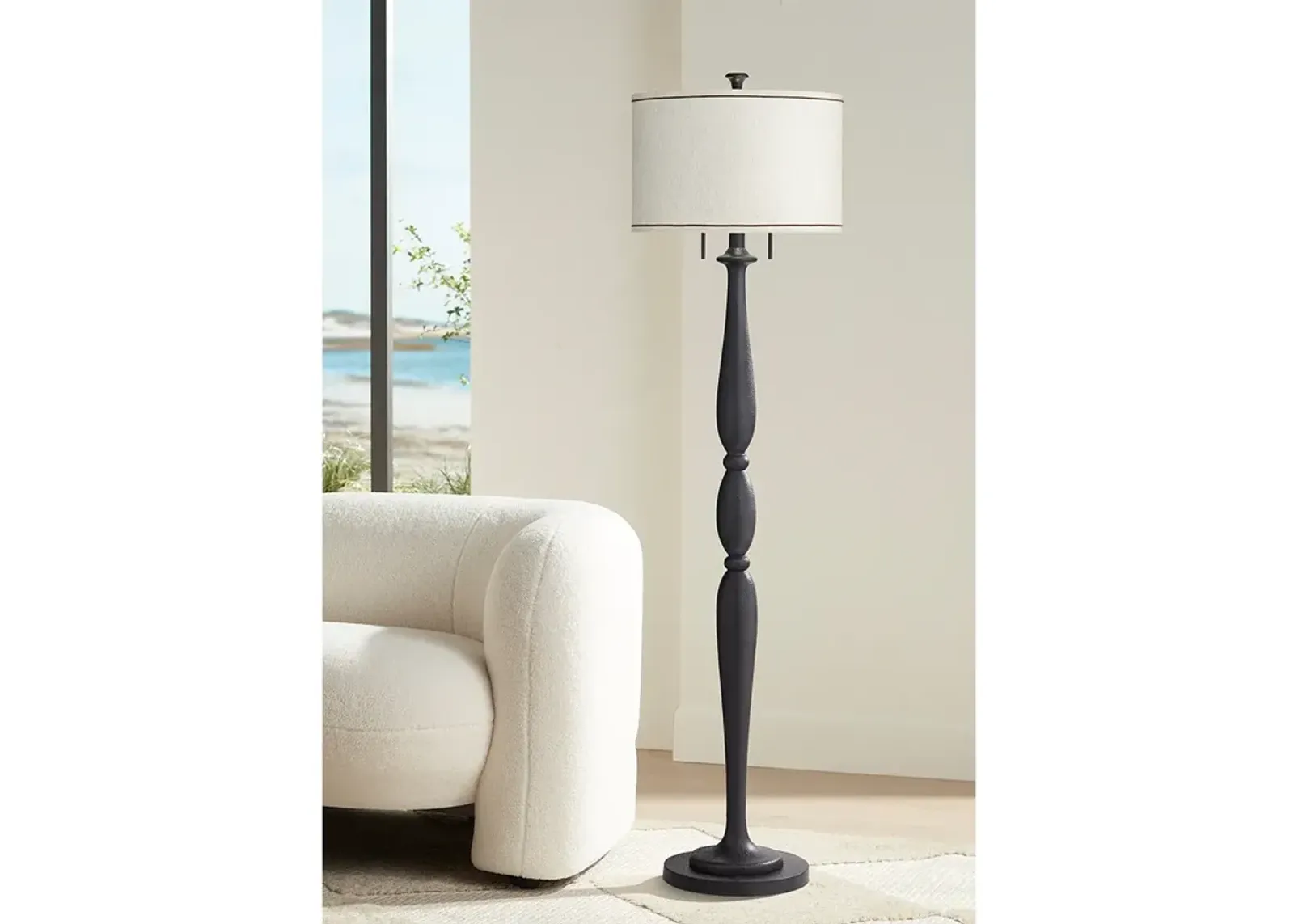 Regency Hill Clemet 66" High Black Faux Iron Traditional Floor Lamp