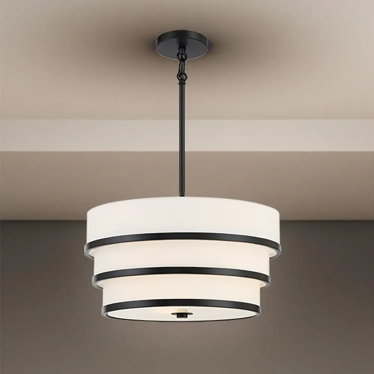 Minka Cascade 18" Wide Coal 3-Tier Drum Pendant Light