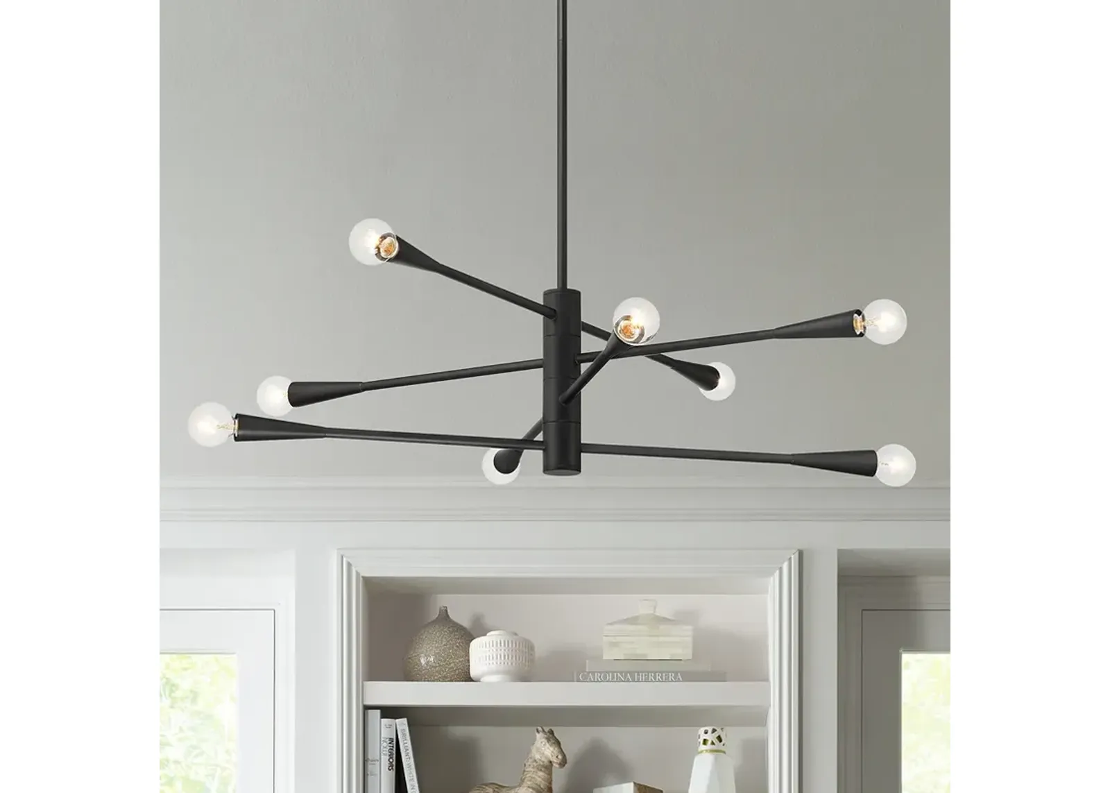 Possini Euro Livonia 29 1/2" Matte Black 8-Light Sputnik Chandelier