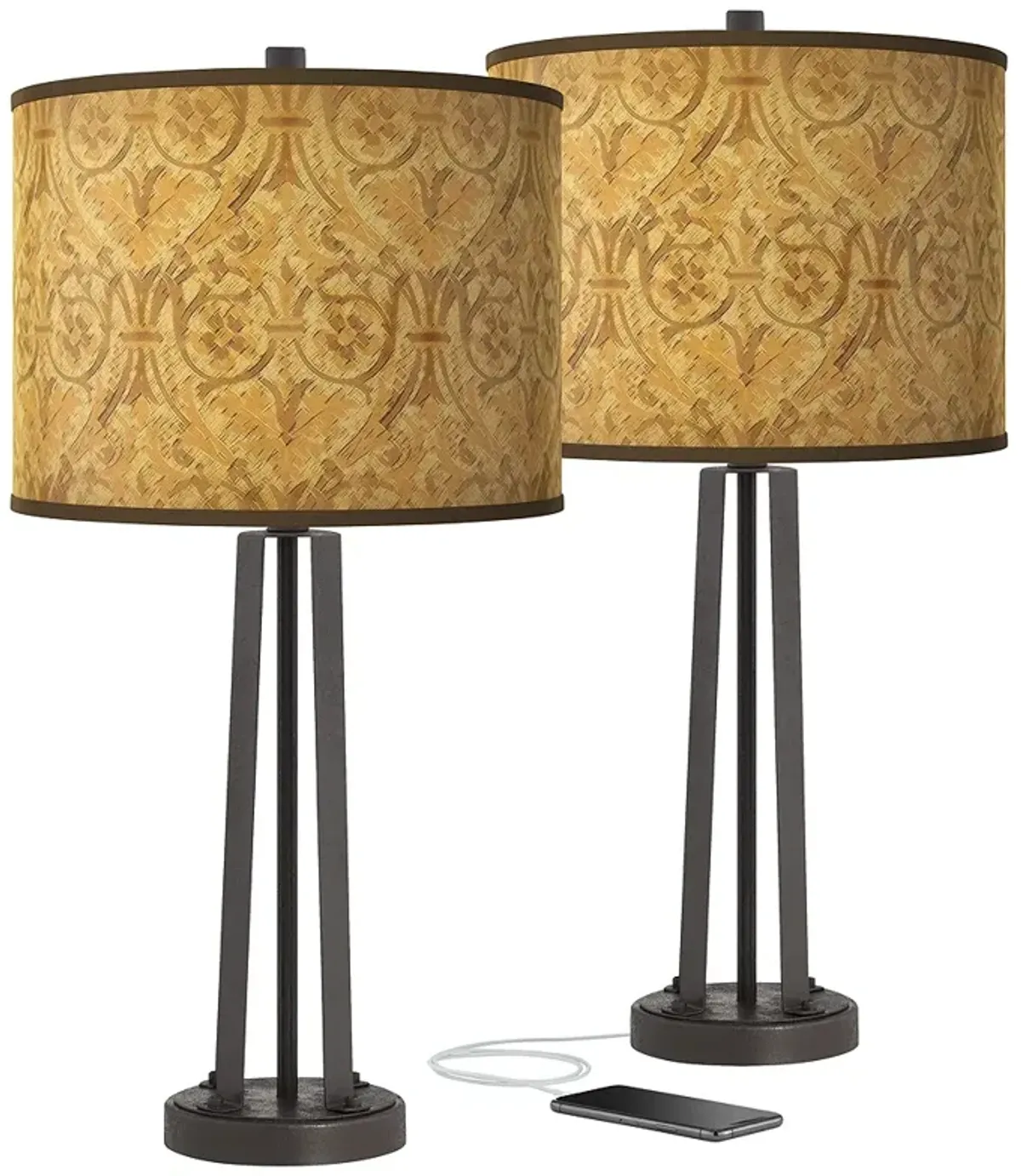 Giclee Glow Susan 25 1/2" Golden Versailles Bronze USB Lamps Set of 2