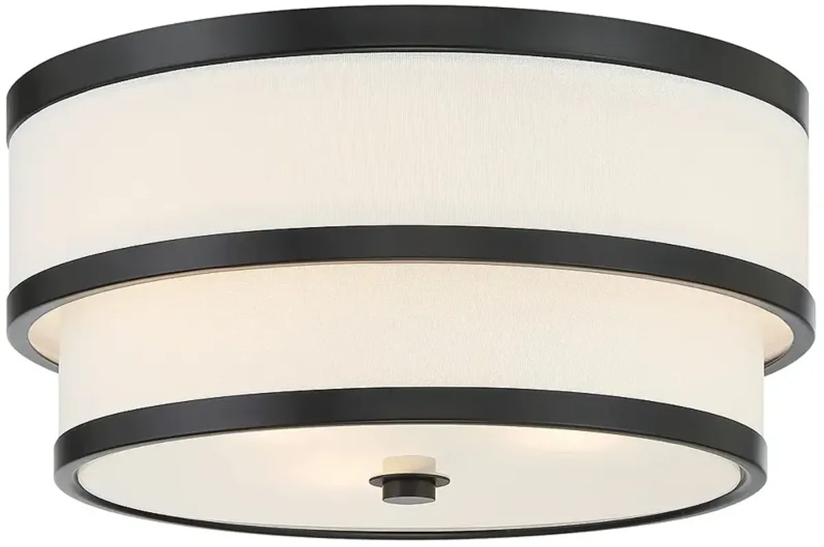 Minka Cascade 15" Modern Black and White Double Drum Ceiling Light