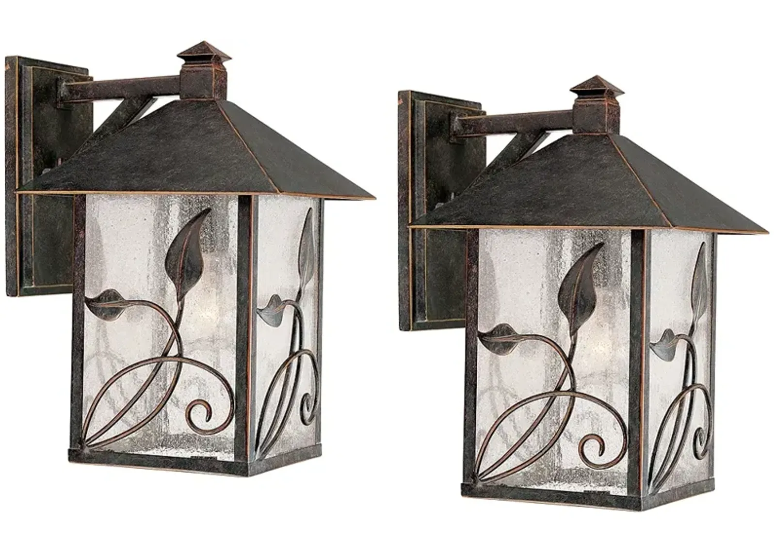 Franklin Iron French Garden 12 1/2" Bronze Outdoor Wall Light Set of 2