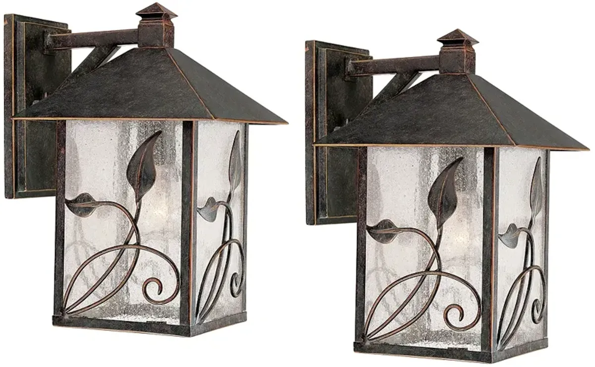 Franklin Iron French Garden 12 1/2" Bronze Outdoor Wall Light Set of 2