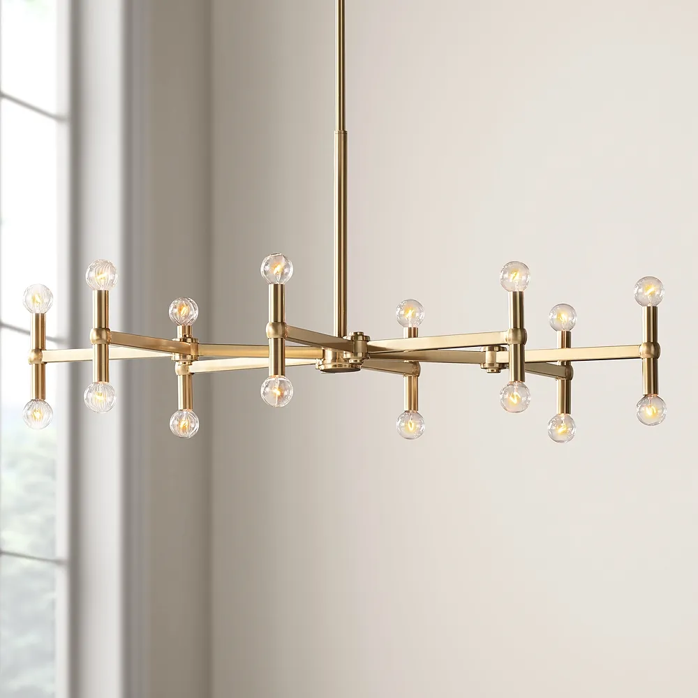 Possini Euro Marya 37" Wide Satin Brass 16-Light Modern Chandelier