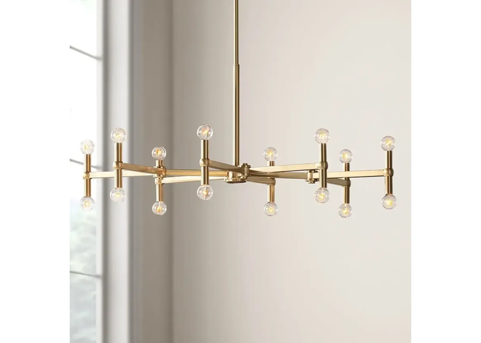 Possini Euro Marya 37" Wide Satin Brass 16-Light Modern Chandelier