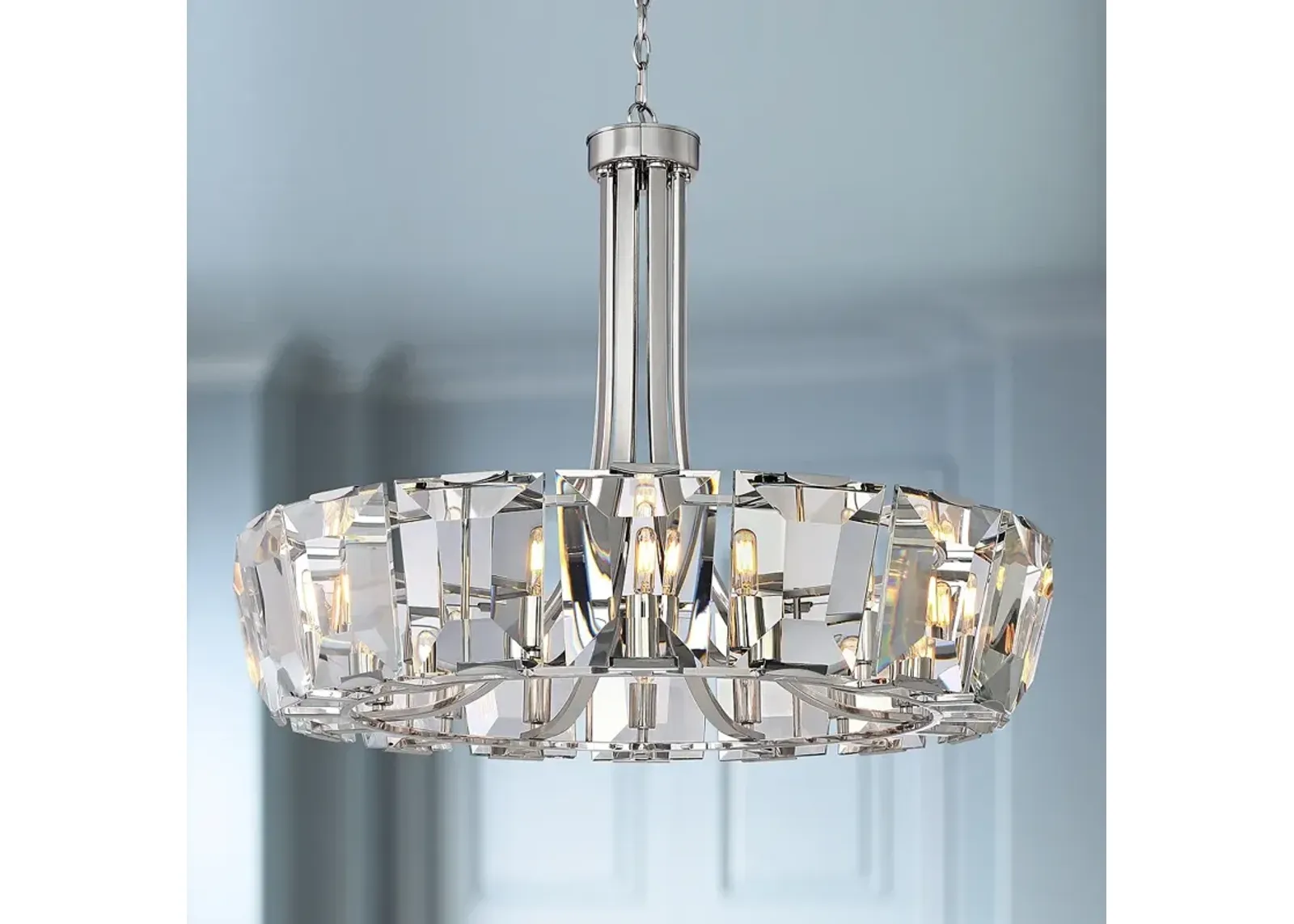 Castle Aurora 33 1/4" Wide Polished Nickel Modern Crystal Chandelier