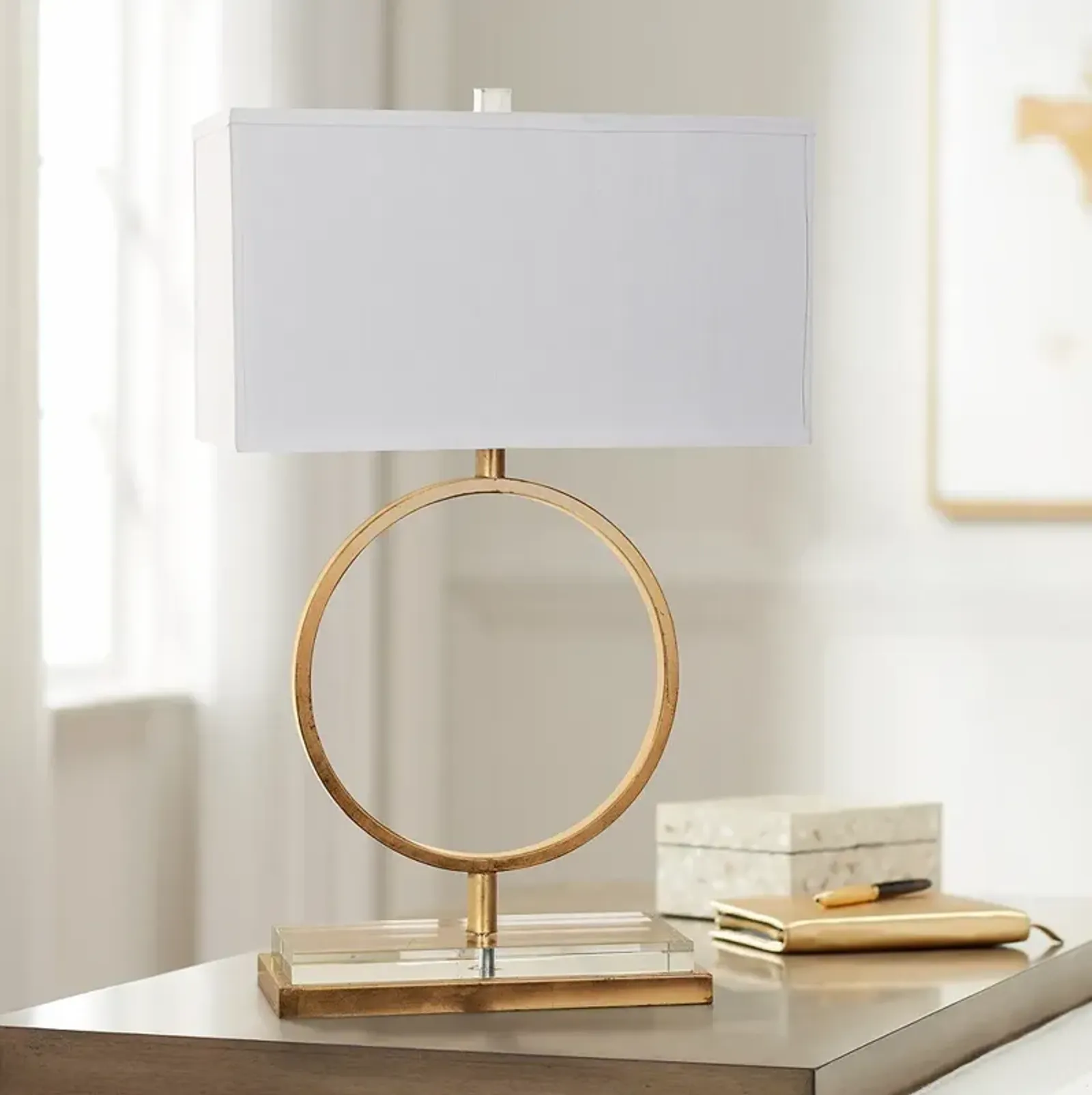 Crestview Collection Aldrich 29" Gold Leaf Open Ring Table Lamp