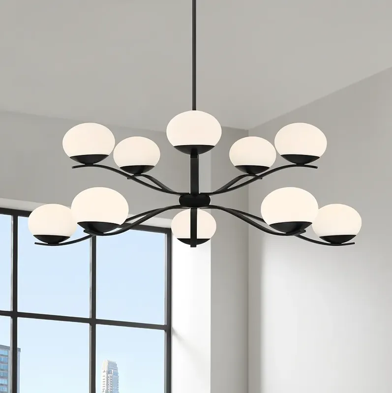 Possini Euro Corus 37 3/4" Matte Black 10-Light Modern LED Chandelier