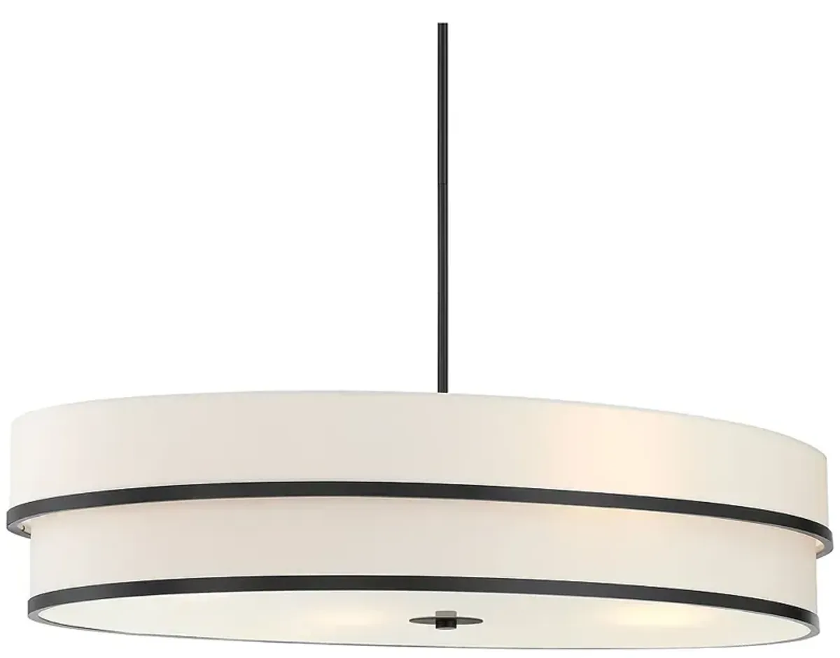 Minka Cascade 42" Wide Coal Black White Linen Drum Pendant Light