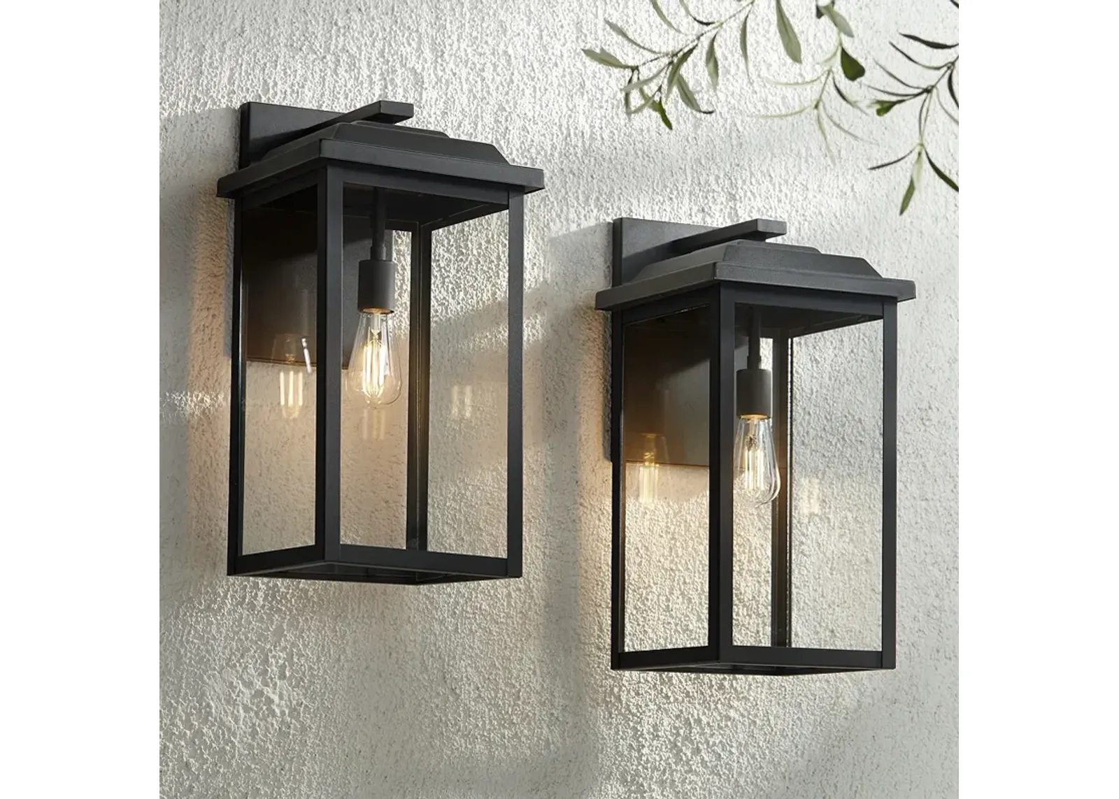 Eastcrest 20 1/2"H Textured Black Steel Outdoor Wall Light Set of 2