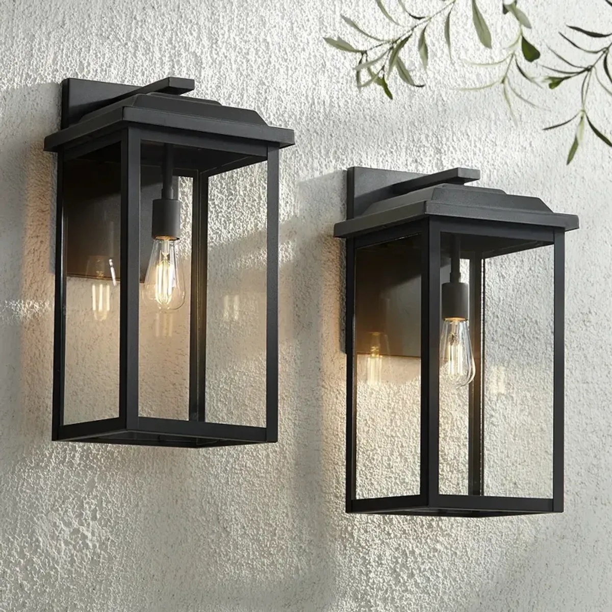 Eastcrest 20 1/2"H Textured Black Steel Outdoor Wall Light Set of 2