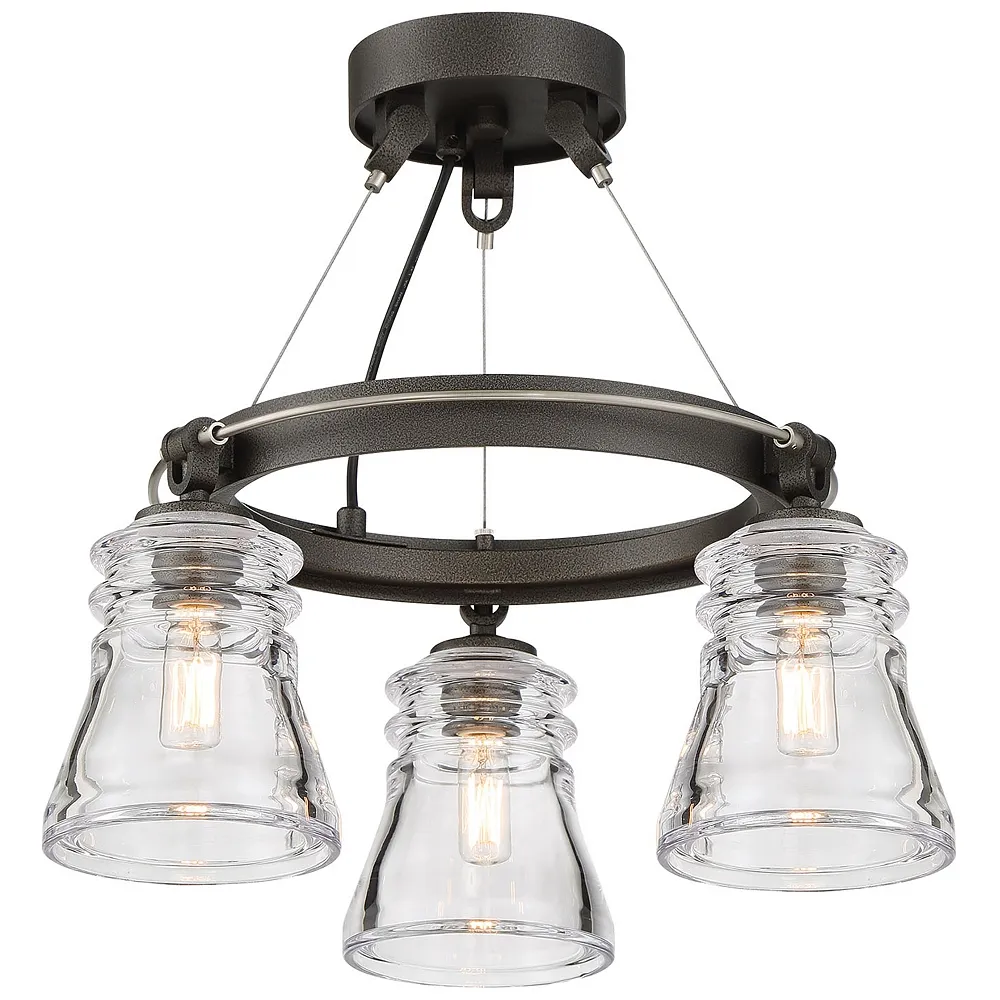 Minka Lavery Graham Ave 3-Light Smoked Iron and Brushed Nickel Semi-Flush