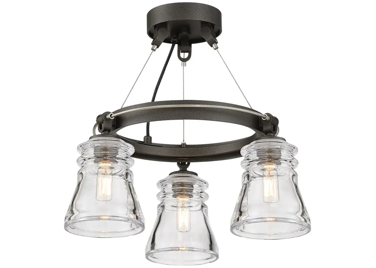 Minka Lavery Graham Ave 3-Light Smoked Iron and Brushed Nickel Semi-Flush