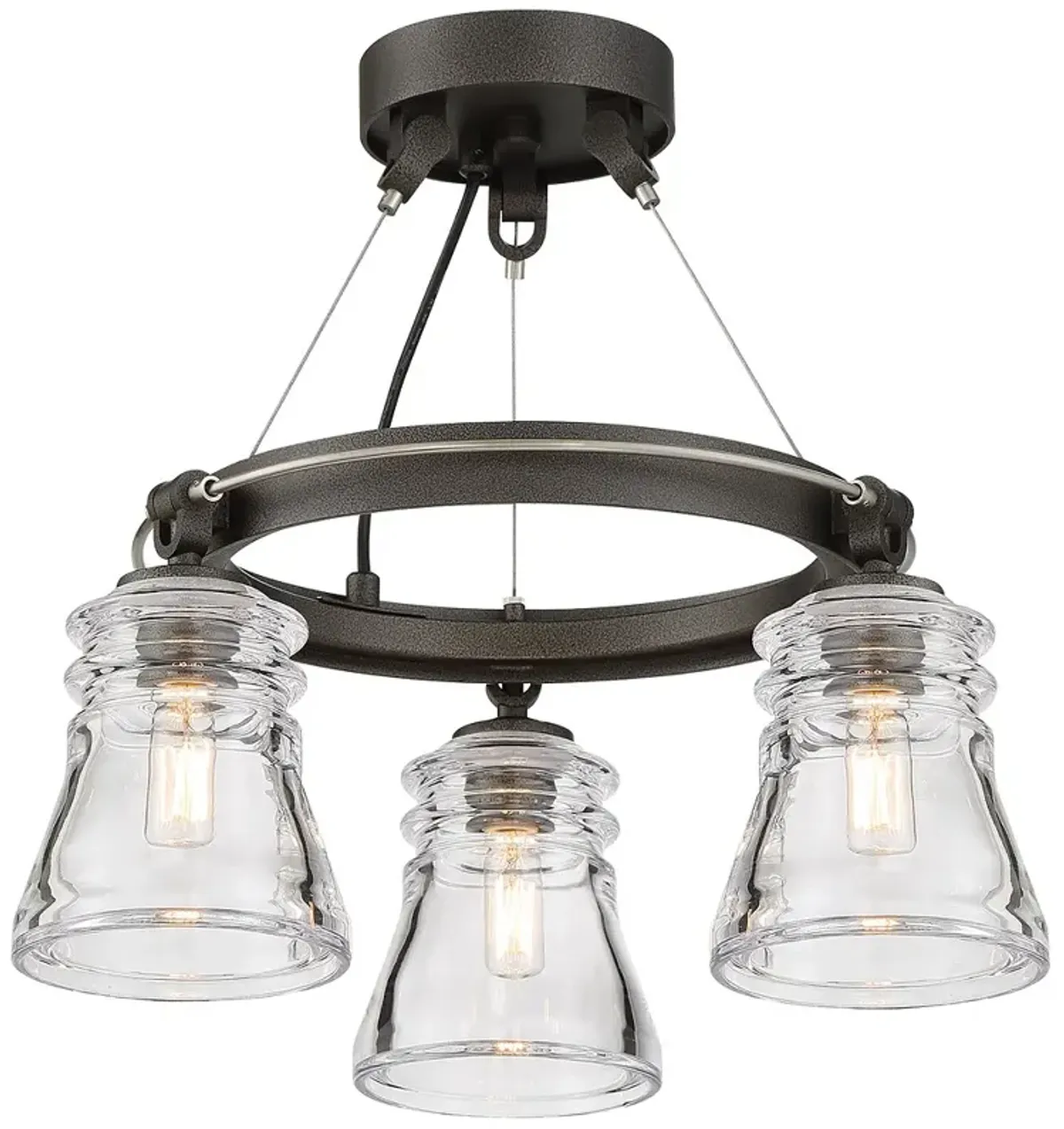 Minka Lavery Graham Ave 3-Light Smoked Iron and Brushed Nickel Semi-Flush