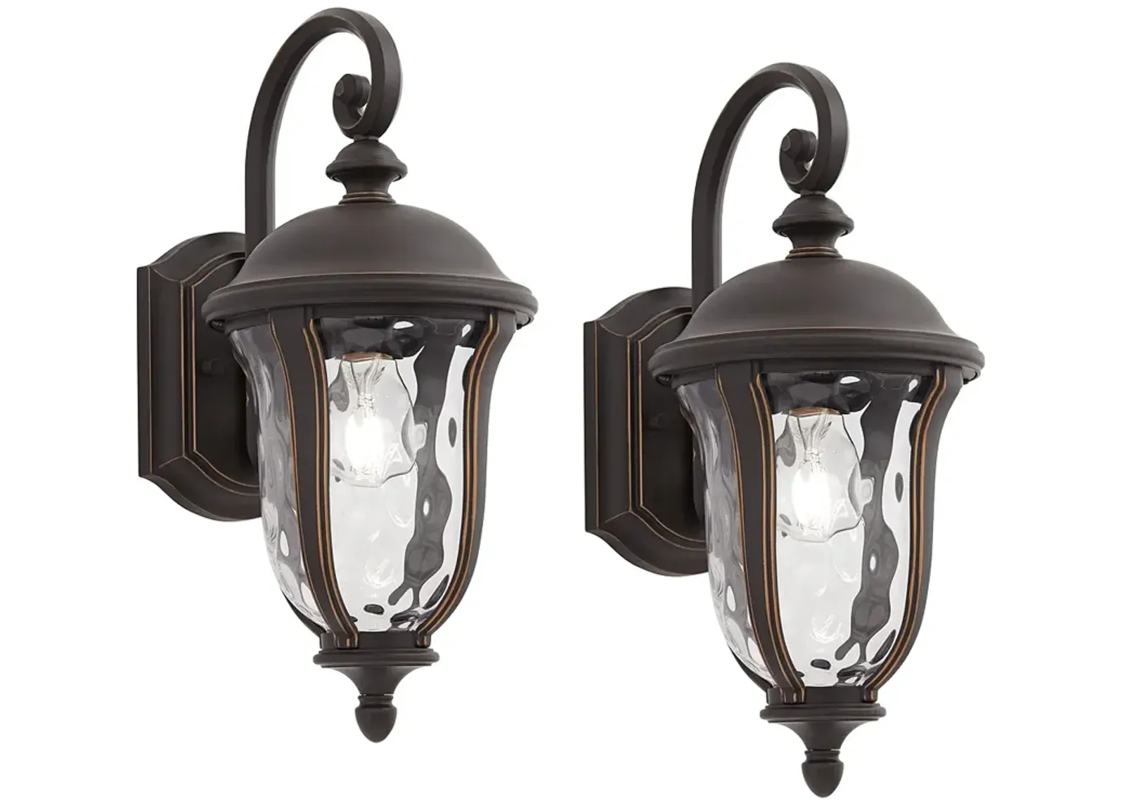 Park Sienna 16 3/4" High Bronze and Glass Outdoor Wall Light Set of 2