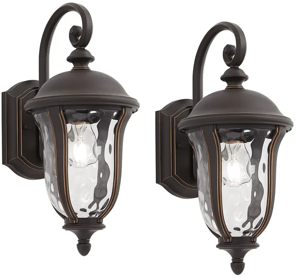 Park Sienna 16 3/4" High Bronze and Glass Outdoor Wall Light Set of 2