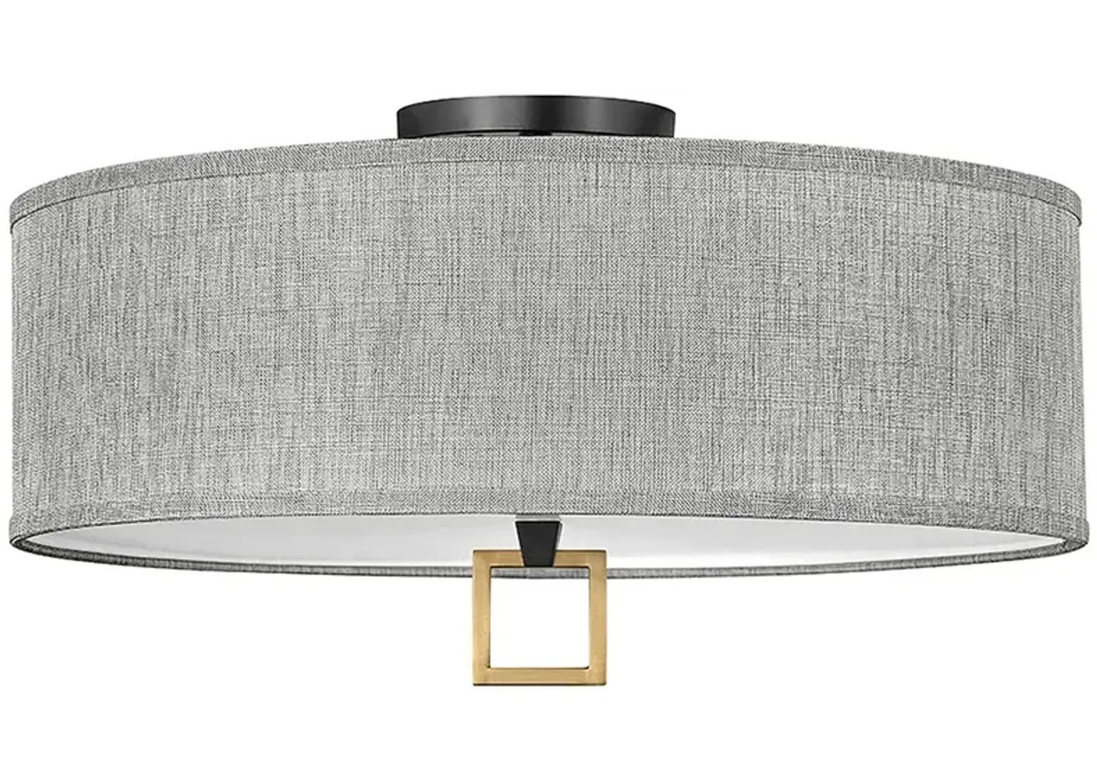 Link 23 3/4" Wide Black with Gray Linen Shade Ceiling Light