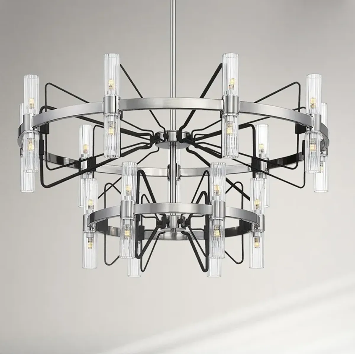 Mass Transit 35" Wide Brushed Nickel 30-Light LED Pendant