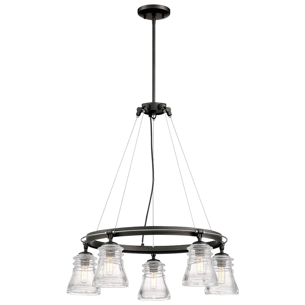 Minka Lavery Graham Ave 5-Light Smoked Iron and Brushed Nickel Chandelier